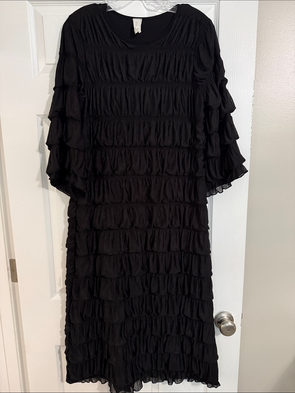 Black Ruffled Midi Dress - Women